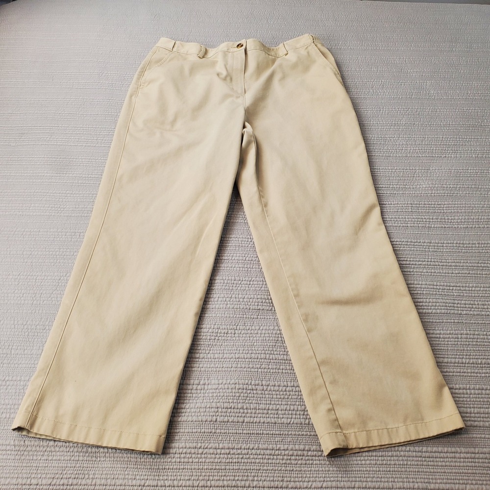 L.L. Bean Chino Pants Womens 16 Regular Khaki Tan Classic Fit Cotton 277330